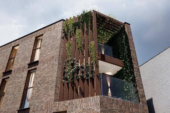 CGI of the rear balconies with planted screening (Design and Access Statement)