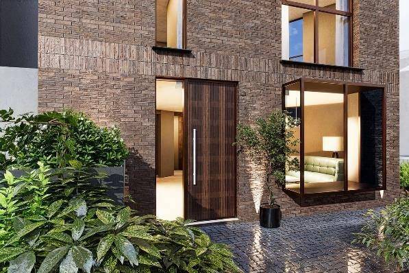 CGI of the entrance and oriel window to the front garden (Design and Access Statement)