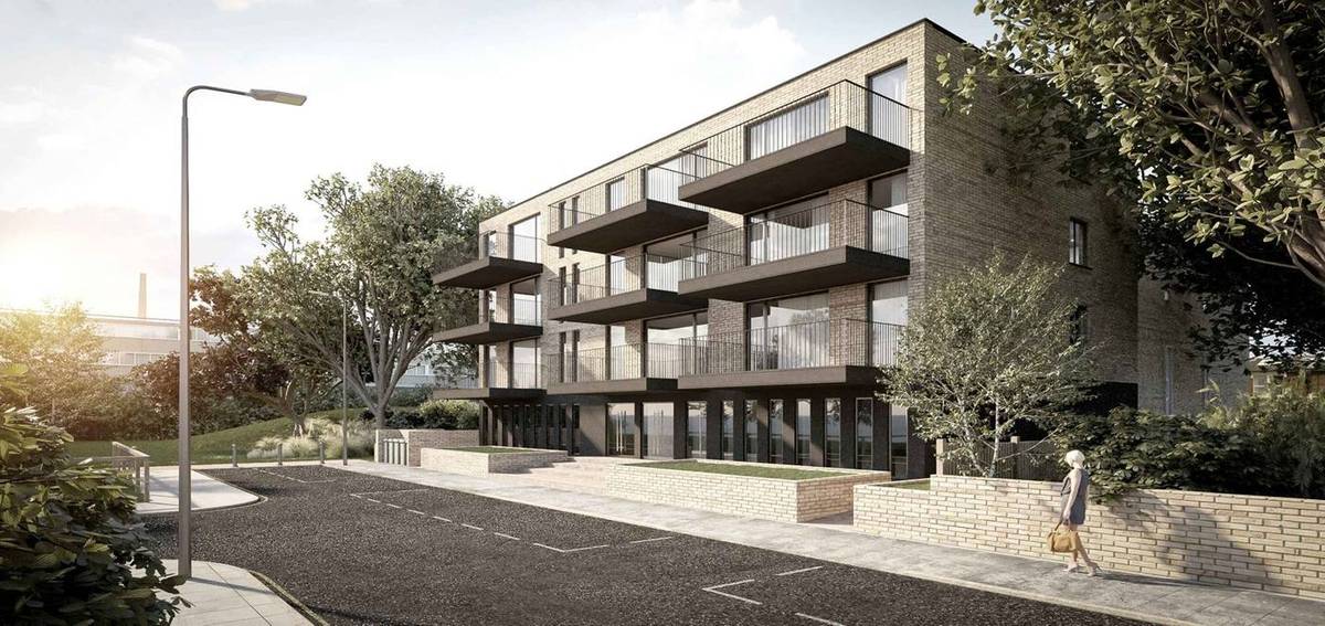 CGI of the proposed four-storey extension with balconies facing Aldbridge Street and Surrey Square Park